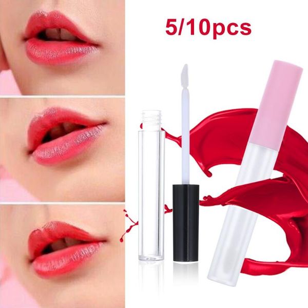 Garrafas de armazenamento Jars Ferramenta de maquiagem portátil Mini tamanho Diy Cosmético Lipstick Lipstick Vial Reabilitável Tubo de brilho labial com pincel Contere