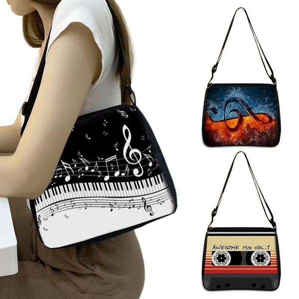 

evening bags classic piano music symbol print shoulder bag women underarm portable storage travel ladies guitar crossbody gift