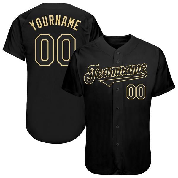 

custom black black-vegas gold authentic baseball jersey, Blue;black