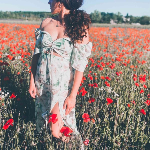 

women's tanks & camis stylish women floral printed hollow out casual midi dress summer vintage slit lace-up prom party dresses ho, White