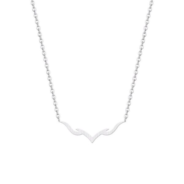 

pendant necklaces wholesale 10pcs necklace women elk deer antlers charm stainless steel chain choker bijoux femme, Silver