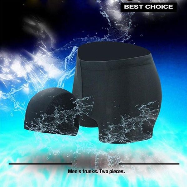 

men's tracksuits men boxer briefs swimming shorts trunks cap quick drying bathing swimwear pants underwear, Gray
