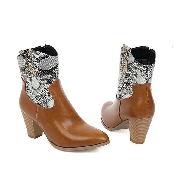 

boots asileto pointed toe thick heel warm leather short plush snow pattern size 34-47 black yellow party woman shoes tnis femi kjn6