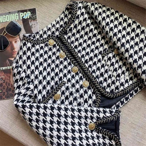 

women's jackets fancy cut jacket with a high waist, feminine, vintage, tweed, plaid, elegant woman's coat, long sleeve, korean 30n, Black;brown