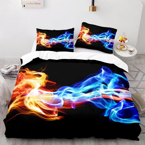 

bedding sets colorful flame set single twin full  king size ice and fire blaze bed children kid bedroom duvetcover 002