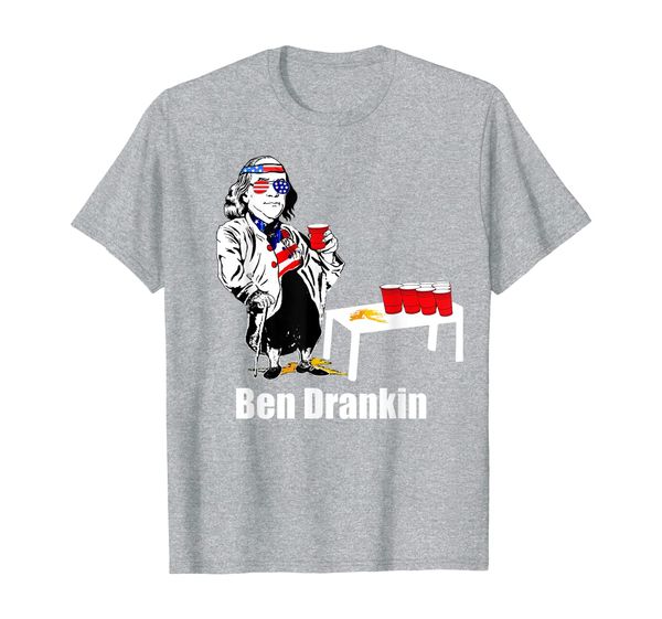 

ben drankin 4th of july beer pong t-shirt, White;black