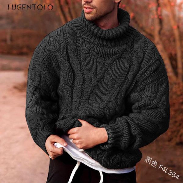 

men's sweaters turtleneck sweater men knitted pullover solid autumn winter long sleeve casual loose simple bottoming lugentolo, White;black