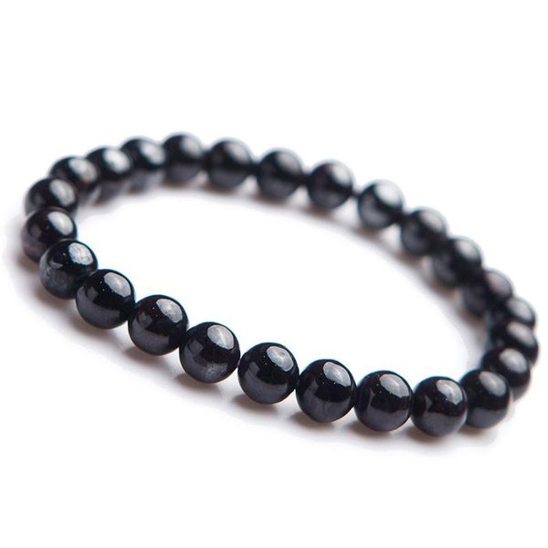 

beaded, strands precious natural sugilite gems stone stretch crystal round bead bracelets for women female 8mm bracelet, Black