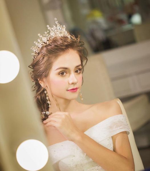 

hair clips & barrettes himstory charming wedding bridal tiara crowns handmade princess queen pageant prom rhinestone pearl headband accessor, Golden;silver