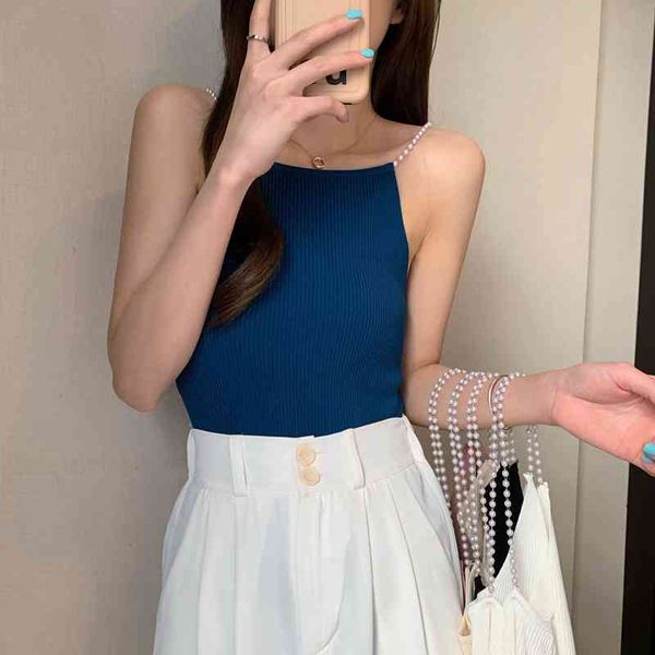 

new summer t shirt women elasticity t-shirt woman clothes slim tshirt female sleeveless crop womens canale 210420, White