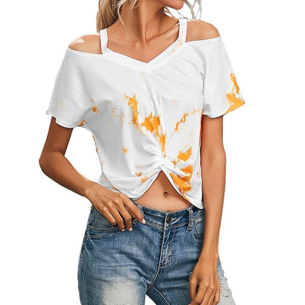 

women's t-shirt white women print crop summer off shoulder short spaghetti strap sleeve for ladies casual female clothes d30