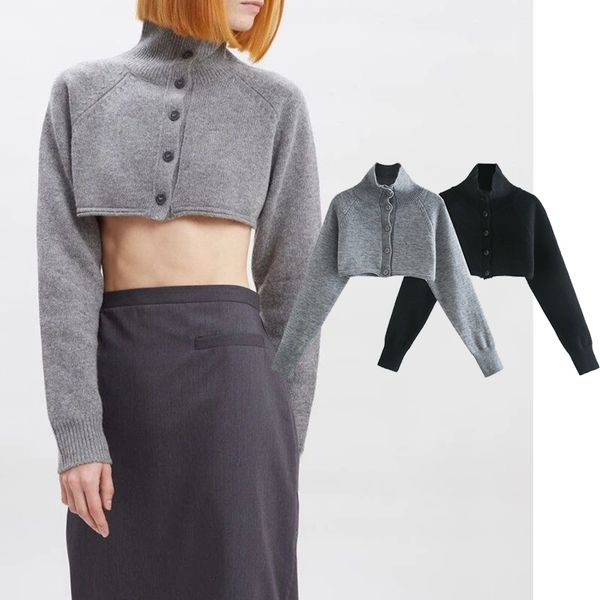 

women's two piece pants za women autumn leopard knitted sweater winter turtleneck cardigan sweater long sleeve knit single breaste, White