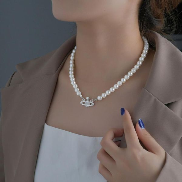 

chains acheerup fashion stainless steel necklaces for women silver color pearl crown pendant crystal choker chain jewelry gifts