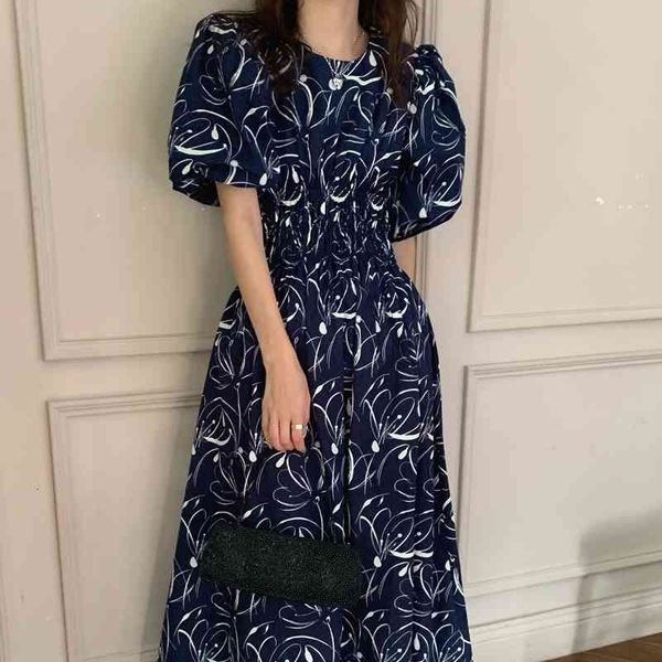 

casual dresses printed loose femme elastic-waist summer all match chic high waist streetwear long es vestidos 8sn1, Black;gray