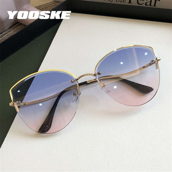 

yooske brand random women luxury eye sunglasses ladies clear gradient sunglass 2020 diamond cutting lens, Black