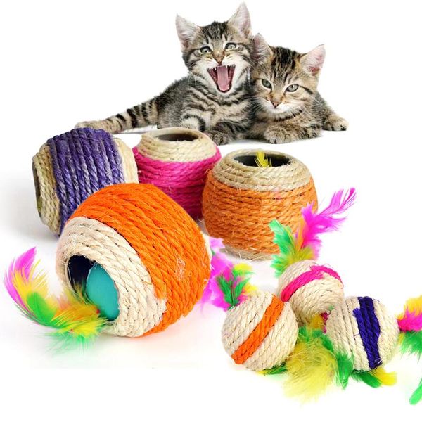 

cat toys natural sisal ball mouse style interactive feather cats products for pets scratching posts