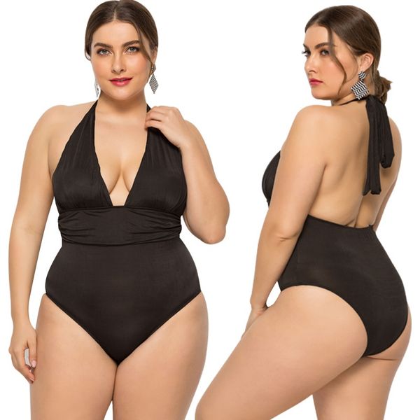 

new women's one-piece bikini swimsuit strap v-neck large bikini swimsuit, White