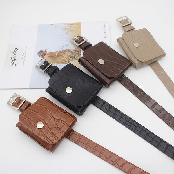 

belt bag women's 2021 fashion pu leather black brown beige mini wallet crocodile alligator pocket waist pack for ladies girls bags