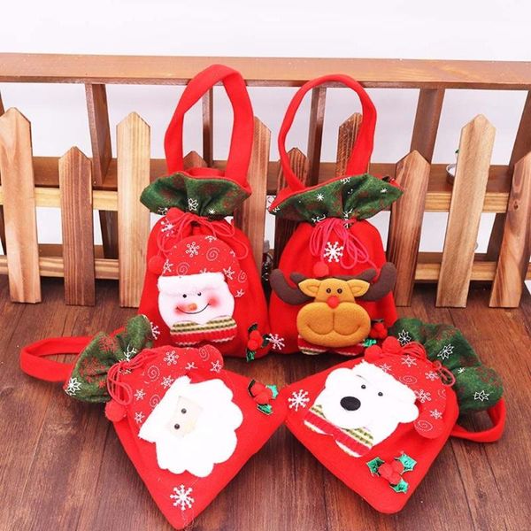 

christmas decorations santa claus for home snowman cloth gift bags with handles cookie candy drawstring merry