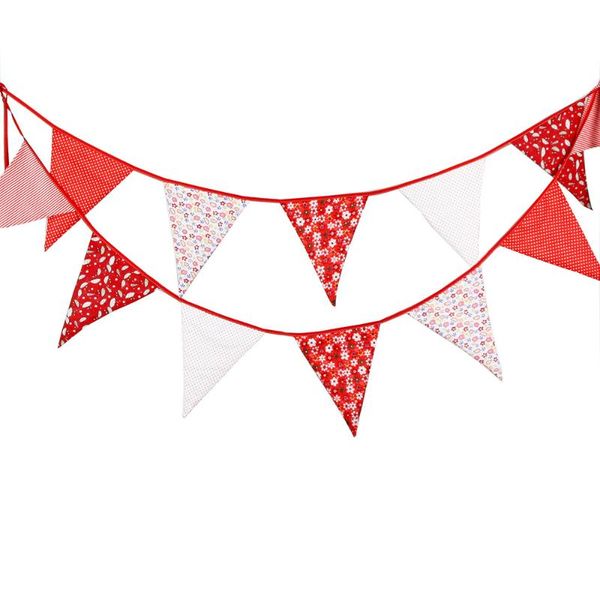 

party decoration lychee life christmas series flag banners red cotton triangle flags banner diy wedding birthday decor