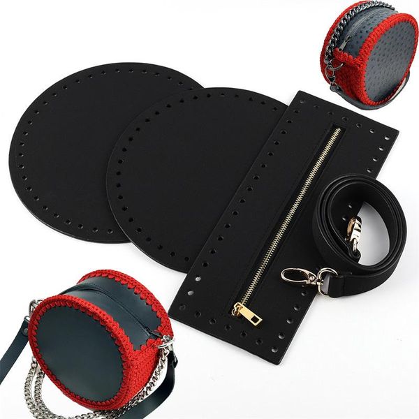 

bag parts & accessories 3pcs 20x20cm manual diy handmade needle hook bottom strap zipper bagaccessories for weaving messenger woven handbags, Black