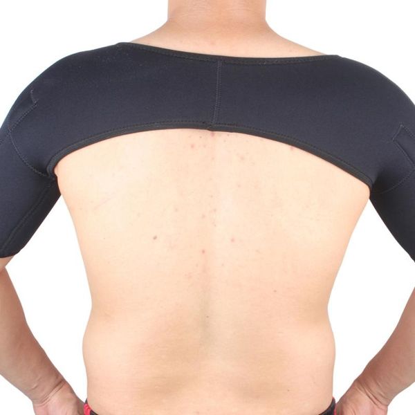

back support shoulder brace with pressure pad neoprene pain ice pack compression sleeve drop, Black;blue