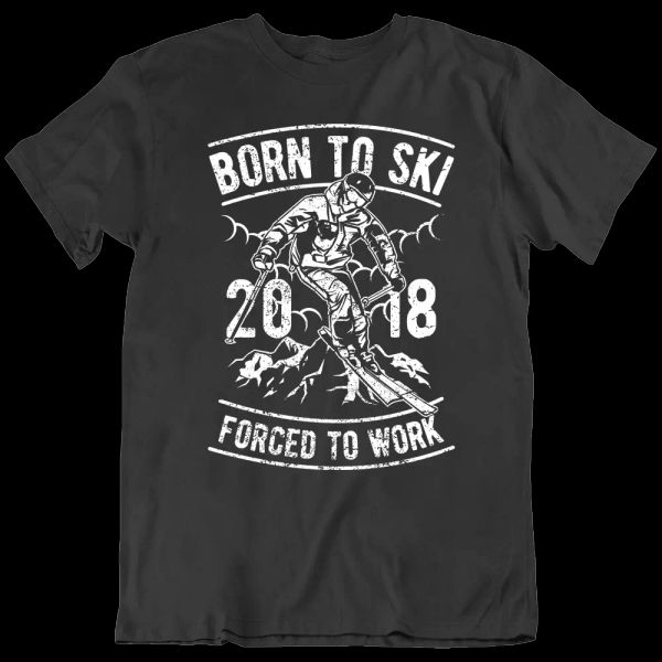 

born to ski snow sports tee skiing winter snowboarding season men's t shirt new, White;black