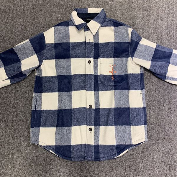 

shirts 21ss kanye travis scott cactus foaming printing flannel jacket men women shirt plaid wool jersey coats, White;black