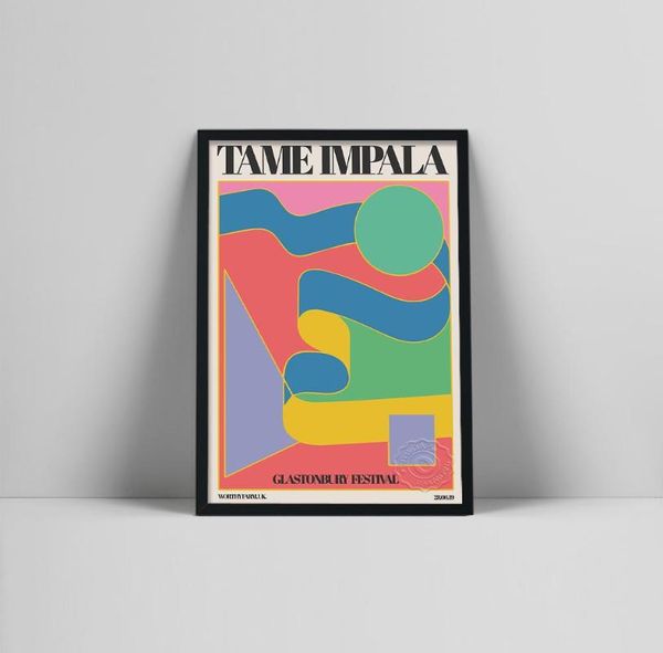 

paintings tame impala at glastonbury gig poster vintage colorful canvas painting the black keys wall art pictures living room home decor
