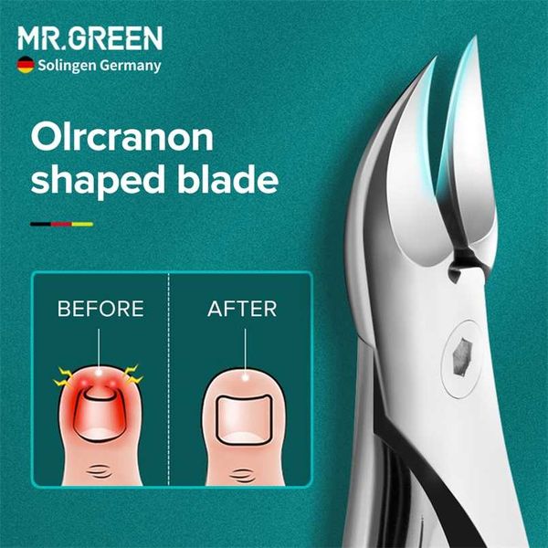 

mr.green nail clipper toenail cutter for thick ingrown anti splash stainless steel pedicure tool toe correction groove 211007