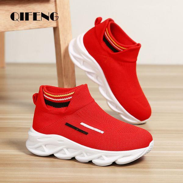 

2021 children casual shoes boys running summer bla air mesh footwear kids shoes for girl light so sneakers soft red spring, Black;red