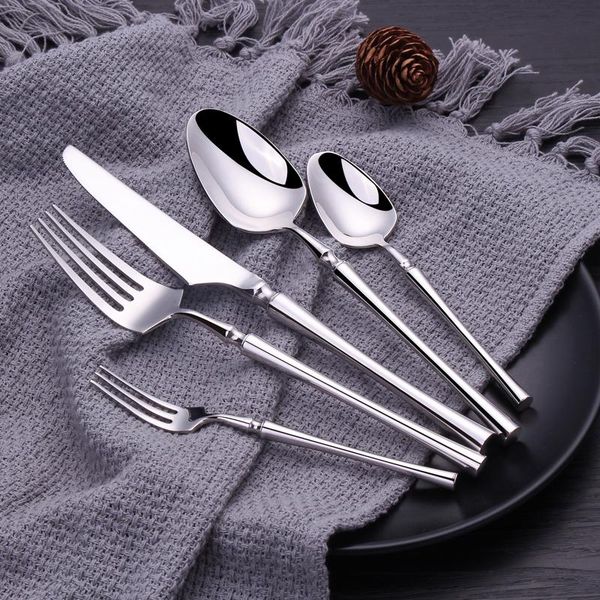 

24pcs 30pcs glossy dinnerware set 18/10 stainless steel good mirror silver cutlery tableware drop sets