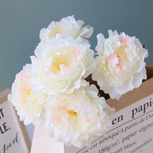 

piece 5 head 10 color peony artificial flower wedding party decoration home set fake decorative flowers & wreaths