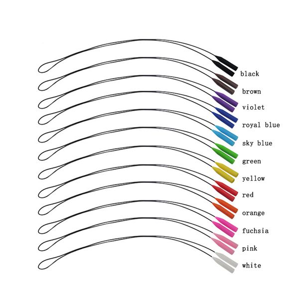100 pçs / lote ultra fina livre de incômoda luz óculos óculos óculos óculos de sol trela retentor de trela deslizamento na extremidade do cordão esportivo