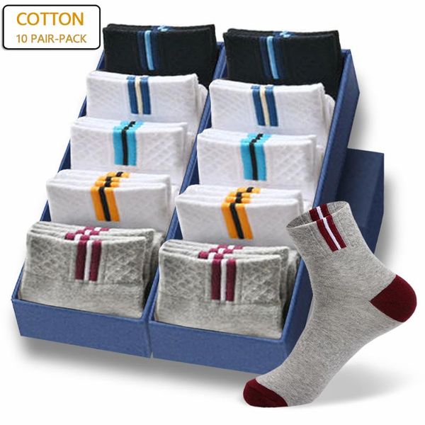

men's socks 10 pairs-pack business men cotton style black white casual soft breathable autumn winter walk run sock 38-45