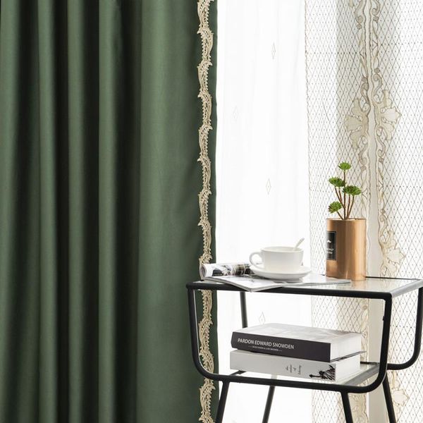 

curtain & drapes 2021 chinese style modern minimalist fugu dark green light luxury fresh curtains for living dining room bedroom