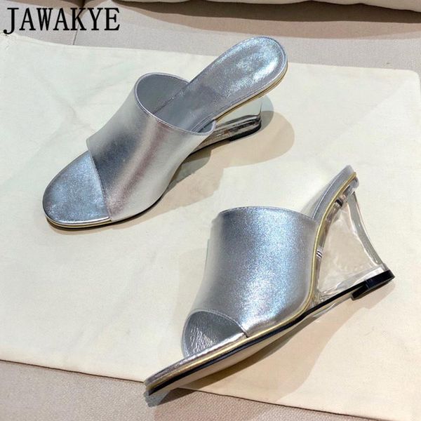 

summer pvc transparent wedge slippers high heel mules jelly beach shoes women 2021 designer peep toe sandals ladies, Black