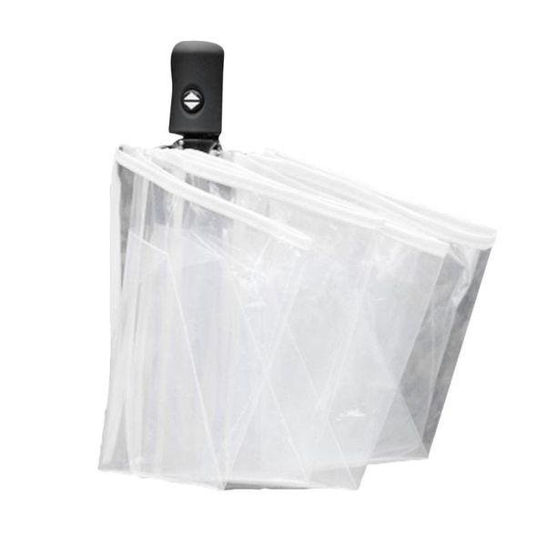 

umbrellas 3 colors fully automatic umbrella three folding clear windproof women men 8 rib rainproof transparent gift