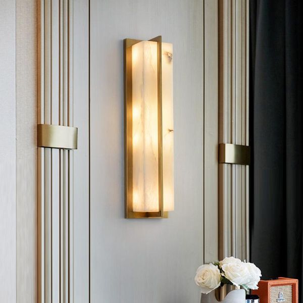 

wall lamp chinese style living room marble background modern minimalist bedroom bedside corridor aisle all copper