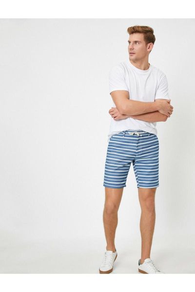 

men's shorts summer notebook striped woven, White;black