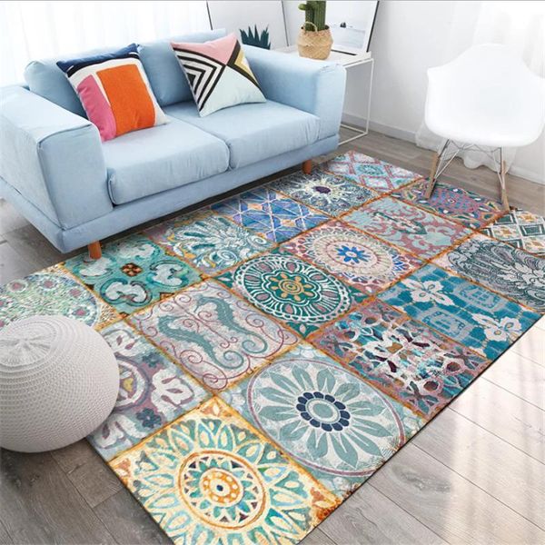 

carpets fashion vintage mosaic applique carpet for living room kids anti-slip floor mat kitchen