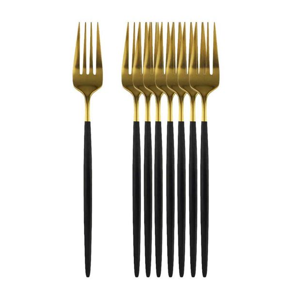 

flatware sets 8/16pcs black gold dinner fork tableware dinnerware stainless steel silverware kitchen cutlery