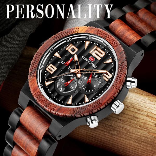 

wristwatches wooden watches mens luxury luminous chronograph casual sport wood watch drop relogio masculino, Slivery;brown