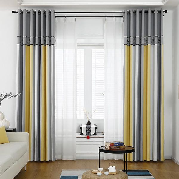 

ins nordic modern minimalist jacquard seamless stitching cotton and linen shading curtains for living room bedroom dining curtain & drapes