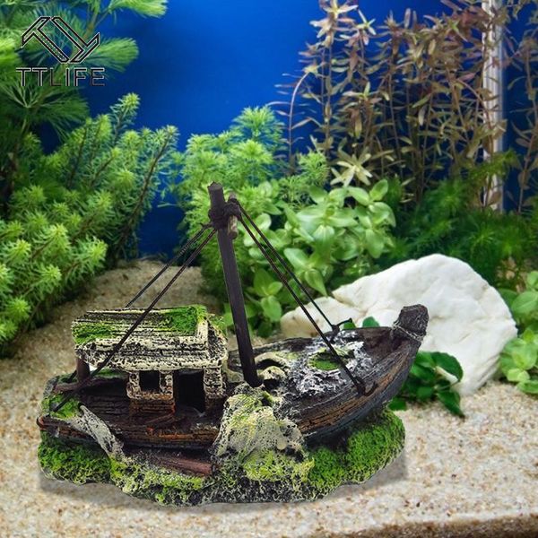 

decorations decorationslife aquarium fish tank landscape pirate ship wreck decor resin boat ornament decoration