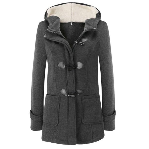 

women's wool & blends women hooded jacket coat long outerwear warm sleeve pullover blouse winter clothing female, Black