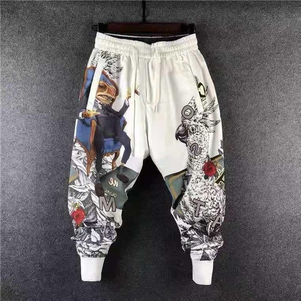 

men's pants 2021 autumn and winter harem large size casual loose korean version of trend flower leg, Black