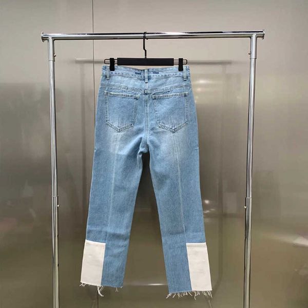

2021 kup spring and summer white leg korean denim capris, Blue