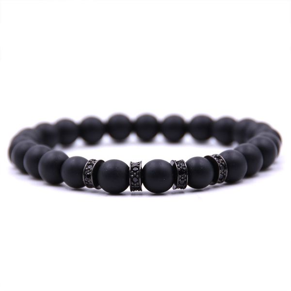 

70% off black zirconium spacer micro zircon beaded bracelet 8mm frosted stone