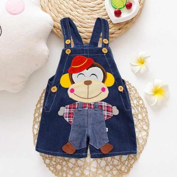 

shorts ienens kids baby jumper boys girls clothes pants denim jeans overalls toddler infant jumpsuits clothing trousers, Black